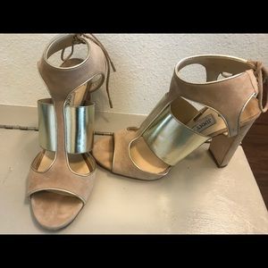 Jimmy Choo Suede and Gold Shoe Sandal Bootie